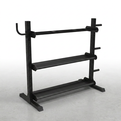 Weight Rack Built for Heavy-Duty Storage, Commercial-Grade Steel, Olympic Plate Pegs, 3-Tier Dumbbell Shelves
