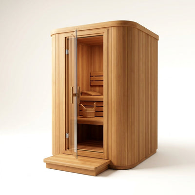 Dry Heat Sauna Built for Home Wellness, 2-Person Cedar Cabin, Finnish Electric Stove, Tempered Glass Door