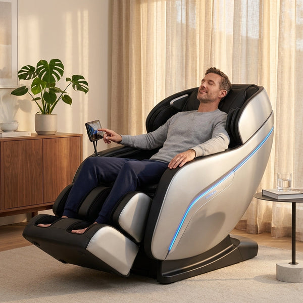 Massage Chair Engineered for Full Body Recovery, AI-Powered Technology, Premium Leather, Touchscreen Control