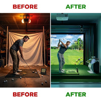 Golf Simulator Built for Elite Performance, 4K Short-Throw Projector, Precision Launch Monitor, Reinforced Impact Screen — Before & After