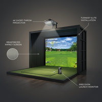 Golf Simulator Built for Elite Performance, 4K Short-Throw Projector, Precision Launch Monitor, Reinforced Impact Screen — infographic