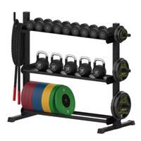 Weight Rack Built for Heavy-Duty Storage, Commercial-Grade Steel, Olympic Plate Pegs, 3-Tier Dumbbell Shelves